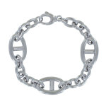 Les poulettes bijoux bracelet argent 925 rhodi� trois grands maillons marin