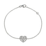 Les poulettes bijoux - bracelet argent coeur arabesque et ses strass cristal
