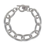 Les poulettes bijoux - bracelet argent grosse gourmette maillons ovales rectangles f