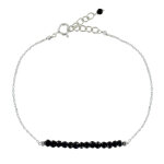 Les poulettes bijoux - bracelet chaine argent rhodi� et spinelle - noir
