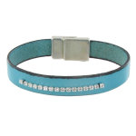 Bracelet cuir et barrette de strass - colors - bleu ciel