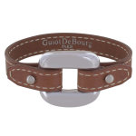 Les poulettes bijoux bracelet cuir et maille carr�e argent 925 - marron clair