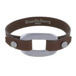 Les poulettes bijoux - bracelet cuir et maille rectangle plate argent 925 - marron f