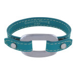 Les poulettes bijoux - bracelet cuir et maille rectangle plate argent 925 - turquoise