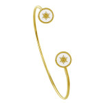 Bracelet demi jonc plaqu or soleil mail blanche