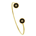 Bracelet demi jonc plaqu or soleil mail noire
