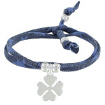 Bracelet double tour lien etoiles et trfle argent 925 - colors - bleu jean