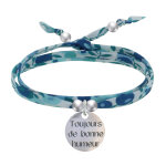 Bracelet double tour lien liberty et mdaille toujours de bonne humeur argent 925 -