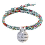 Bracelet double tour lien liberty et médaille toujours de bonne humeur argent 925 - Bracelet double tour lien liberty et médaille toujours de bonne humeur argent 925 -