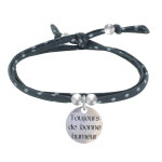 Bracelet double tour lien liberty et mdaille toujours de bonne humeur argent 925