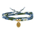 Bracelet double tour lien liberty et petite mdaille vierge miraculeuse plaqu or -