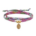 Bracelet double tour lien liberty et petite mdaille vierge miraculeuse plaqu or