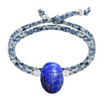 Bracelet double tour lien liberty talisman scarabée lapis lazuli et perles argent 925 Bracelet double tour lien liberty talisman scarabée lapis lazuli et perles argent 925
