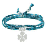 Bracelet double tour lien liberty et trfle argent 925 - colors - turquoise