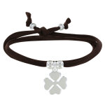 Les poulettes bijoux - bracelet double tour lien satin et tr�fle argent 925