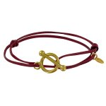 Les poulettes bijoux bracelet double tour plaqu� or fermoir t et lien en cuir coulis