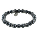 Bracelet elastique anneau acier et perles hmatite