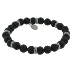 Bracelet elastique anneau acier et perles pierre de lave Bracelet elastique anneau acier et perles pierre de lave