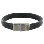 Bracelet enfant cuir noir large fermoir acier inoxydable Bracelet enfant cuir noir large fermoir acier inoxydable