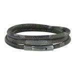Les poulettes bijoux - bracelet femme cuir fin camouflage fermoir acier inoxydable