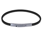 Les poulettes bijoux - bracelet femme cuir simple plat fermoir acier inoxydable - no