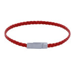 Les poulettes bijoux - bracelet femme tresse plate en cuir brillant fermoir aimant�