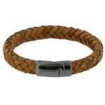 Les poulettes bijoux - bracelet homme baroudeur cuir marron clair - taille 21 cm
