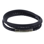 Les poulettes bijoux bracelet homme cuir deux liens plat et tr�ss� rond - classics -