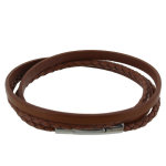 Les poulettes bijoux - bracelet homme cuir deux liens plat et tr�ss� rond - classics