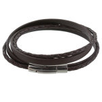 Les poulettes bijoux - bracelet homme cuir deux liens plat et tr�ss� rond - classics