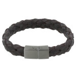 Bracelet homme cuir large tresse marron foncé Bracelet homme cuir large tresse marron foncé