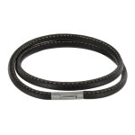 Les poulettes bijoux - bracelet homme cuir marron fin cousu fermoir acier inoxydable