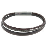 Les poulettes bijoux - bracelet homme cuir quatre liens - classics - marron fonc�
