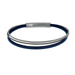 Bracelet homme cuir simple et câble acier inoxydable - bleu navy Bracelet homme cuir simple et câble acier inoxydable - bleu navy