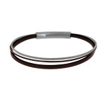 Bracelet homme cuir simple et câble acier inoxydable - marron foncé Bracelet homme cuir simple et câble acier inoxydable - marron foncé
