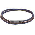 Les poulettes bijoux - bracelet homme double tour bicolore cuir tr�ss� rond pour poi