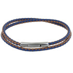 Les poulettes bijoux - bracelet homme double tour bicolore cuir tr�ss� rond pour poi