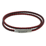 Les poulettes bijoux - bracelet homme double tour bicolore cuir tr�ss� rond pour poi