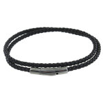 Les poulettes bijoux bracelet homme double tour cuir tr�ss� rond pour poignet 19cm -
