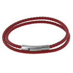 Bracelet homme double tour cuir trss rond pour poignet 19cm - rouge