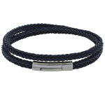 Les poulettes bijoux - bracelet homme double tour tresse en coton carr� - bleu navy