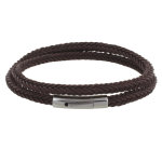 Les poulettes bijoux - bracelet homme double tour tresse en coton carr� - marron fon