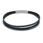 Les poulettes bijoux bracelet homme mix lin coton cuir - gris