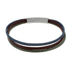 Les poulettes bijoux bracelet homme mix lin coton cuir - vert kaki