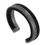 Les poulettes bijoux - bracelet homme rhodium noir et cuir