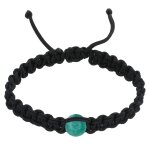 Bracelet homme shamballa lien tress noir et perle d'amazonite
