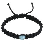 Bracelet homme shamballa lien tress noir et perle de larimar
