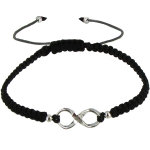 Les poulettes bijoux - bracelet infini et perles argent lien tr�ss� noir