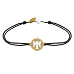 Les poulettes bijoux - bracelet lien mon ange plaqu� or - noir