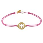 Les poulettes bijoux - bracelet lien mon ange plaqu� or - fuchsia
